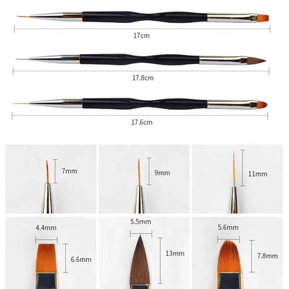 Nail Brushes: Acrylic Nail Art Pens Set - 3D Tips & UV Gel Brushes