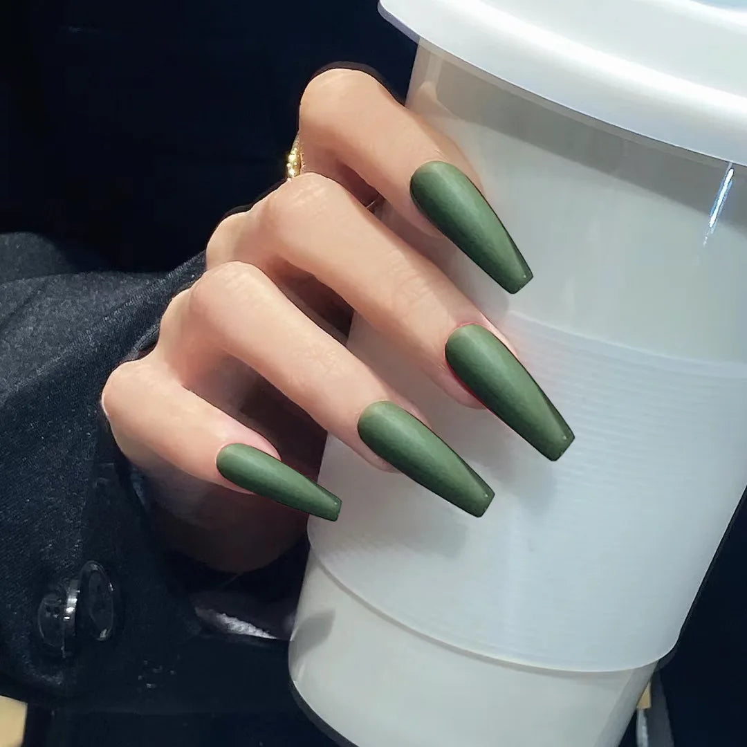 Press On Nails: Almond Black Matte Press-On Nails - 24Pcs DIY Manicure Set