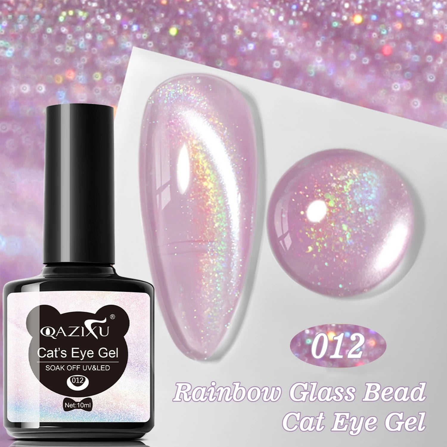 Gel Nail Polish: Cat Eye UV LED Red Pink Glitter Varnish