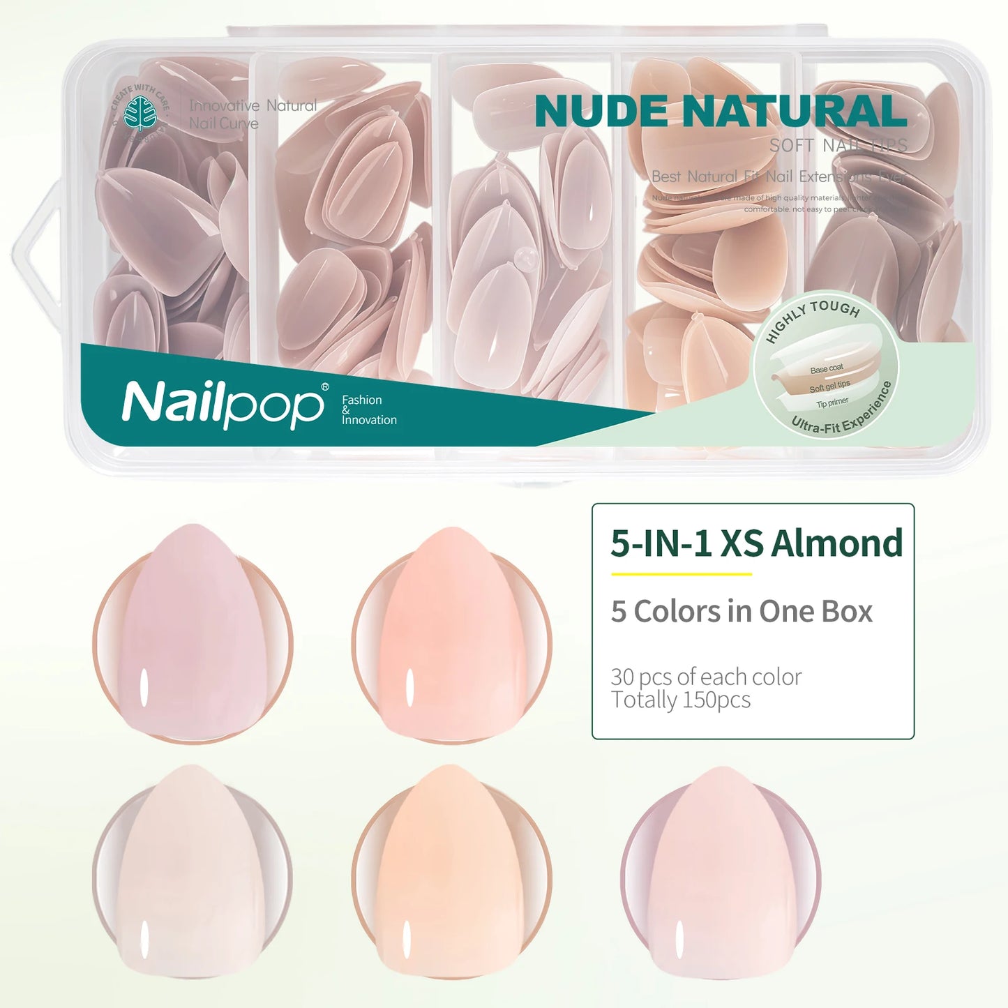 Press On Nails: Nailpop Ultra Fit Extra Short/Medium Nude Gel