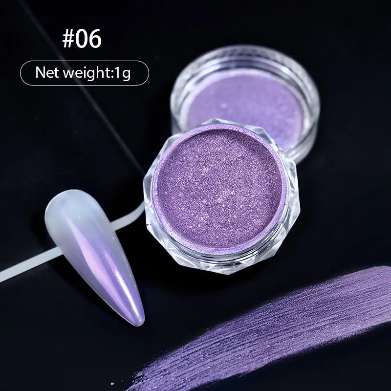 Glittering Nails: Laser Nail Glitter Holographic Powder - Aurora Mirror Dust