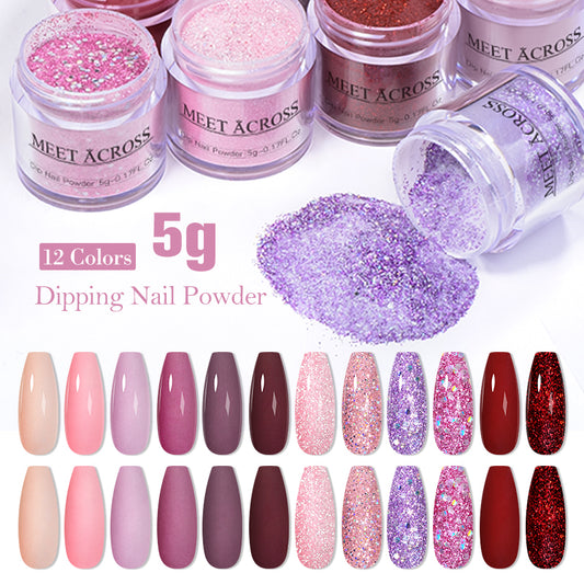 Glitter Nail Dipping Powder - Pink, No Lamp, 5/10g
