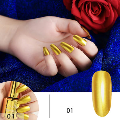 Gel Nail: 12 Colors Mirror Polish - Long-lasting Metallic Nail Gel