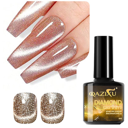 Gel Nail Polish: Cat Eye UV LED Red Pink Glitter Varnish