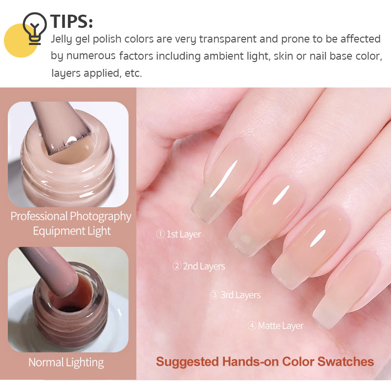 Jelly Nude Gel Nail Polish 10ml - Light Pink Peach UV Cure