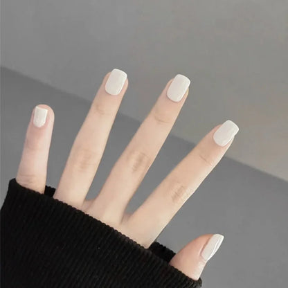 24pcs French Lemon Full Cover Artificial Fake Nails Art Seamless Removable Coffin False Nails With Glue Girls Press On Nail Tips