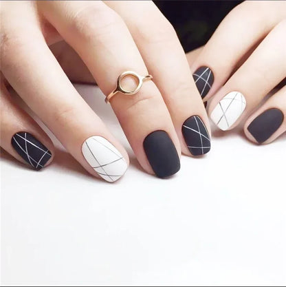 24pcs French Lemon Full Cover Artificial Fake Nails Art Seamless Removable Coffin False Nails With Glue Girls Press On Nail Tips
