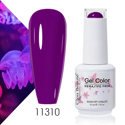 Clou Beaute 15ml Summer Bright Hot Pink Orange HEMA TPO FREE Nail Gel Polish Vernis Semi Permanent Nail Art Pigment Gel Varnish