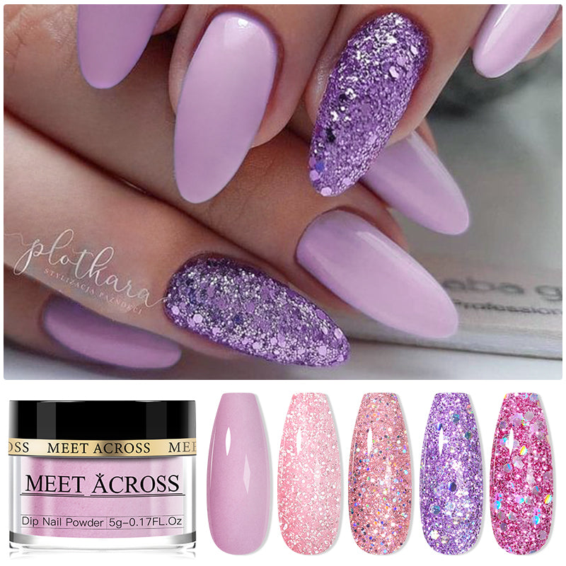 Glitter Nail Dipping Powder - Pink, No Lamp, 5/10g