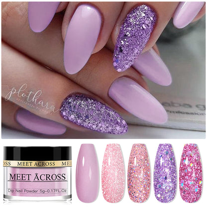 Glitter Nail Dipping Powder - Pink, No Lamp, 5/10g