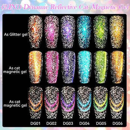 LILYCUTE 7ml Reflective Cat Magnetic Gel Nail Polish Dynamic Double Light Magnet Gel Polish Semi Permanent UV Gel For Nail Art