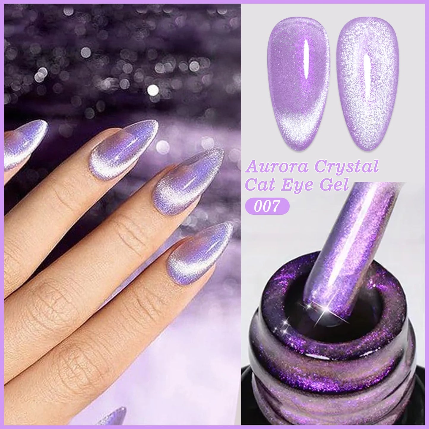 Gel Nail Polish: Cat Eye UV LED Red Pink Glitter Varnish