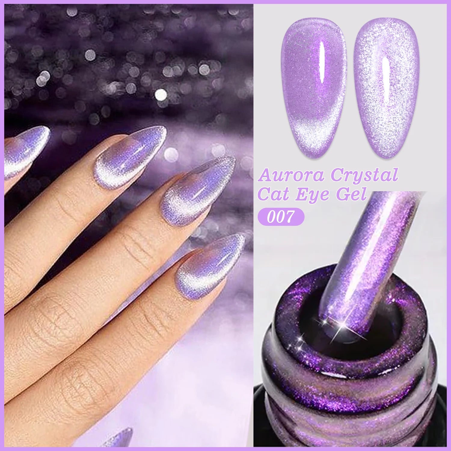 Gel Nail Polish: Cat Eye UV LED Red Pink Glitter Varnish