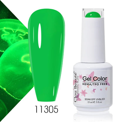 Clou Beaute 15ml Summer Bright Hot Pink Orange HEMA TPO FREE Nail Gel Polish Vernis Semi Permanent Nail Art Pigment Gel Varnish