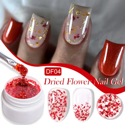LILYCUTE 8ml Pink Natural Dried Flower Gel Nail Polish Summer Colorful Fairy Series Manicure Painting Soak Off Nail Art UV Gel