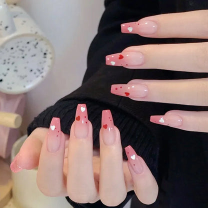 24pcs French Lemon Full Cover Artificial Fake Nails Art Seamless Removable Coffin False Nails With Glue Girls Press On Nail Tips