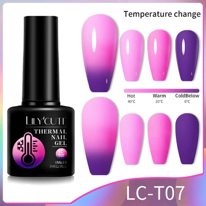 LILYCUTE 7ml Thermal Gel Nail Polish 3 Layers Temperature Color Changing Gel Polish Semi Permanent UV Gel For Nail Art Manicure
