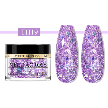Glitter Nail Dipping Powder - Pink, No Lamp, 5/10g