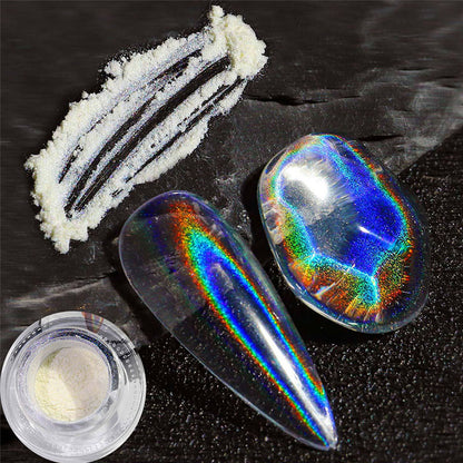 Glittering Nails: Laser Nail Glitter Holographic Powder - Aurora Mirror Dust