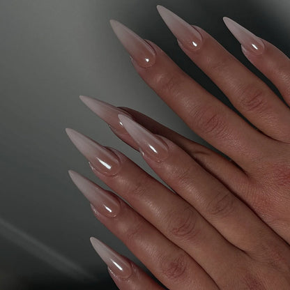 Long Stiletto Almond False Nails - 24Pcs with Glue