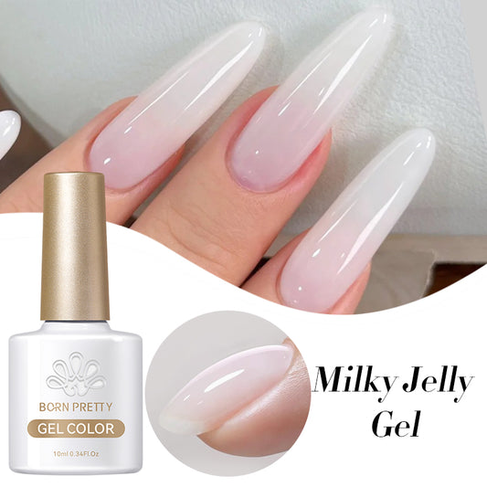 Milky Jelly White Gel Nail Polish - BORN PRETTY 10ml UV LED