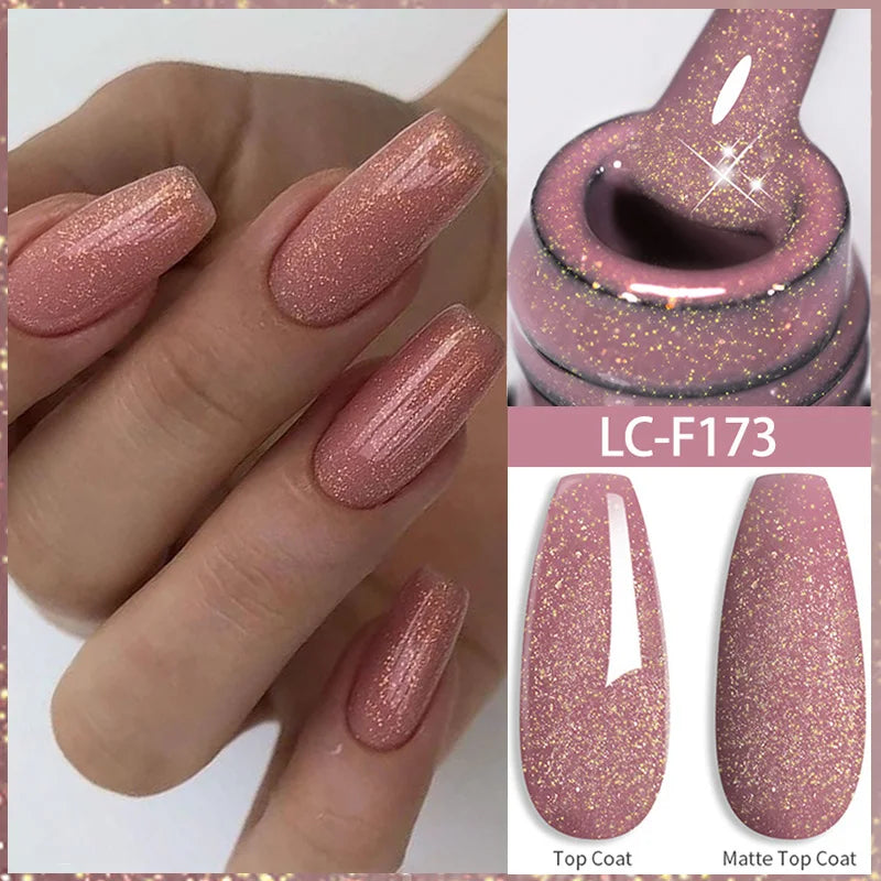 LILYCUTE 8ml Pink Natural Dried Flower Gel Nail Polish Summer Colorful Fairy Series Manicure Painting Soak Off Nail Art UV Gel
