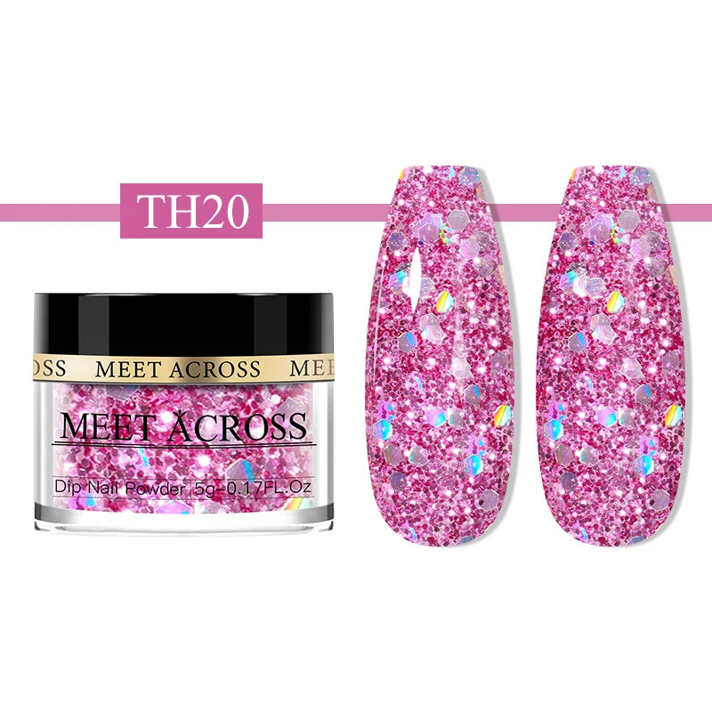 Glitter Nail Dipping Powder - Pink, No Lamp, 5/10g