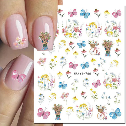 3D Nail Art Decals: Vintage Roses & Butterflies Stickers