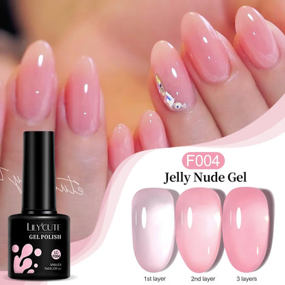 LILYCUTE 8ml Pink Natural Dried Flower Gel Nail Polish Summer Colorful Fairy Series Manicure Painting Soak Off Nail Art UV Gel