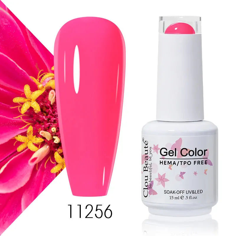 Clou Beaute 15ml Summer Bright Hot Pink Orange HEMA TPO FREE Nail Gel Polish Vernis Semi Permanent Nail Art Pigment Gel Varnish
