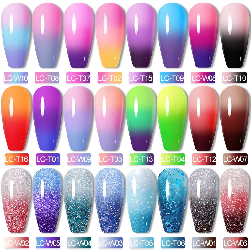 LILYCUTE 7ml Thermal Gel Nail Polish 3 Layers Temperature Color Changing Gel Polish Semi Permanent UV Gel For Nail Art Manicure