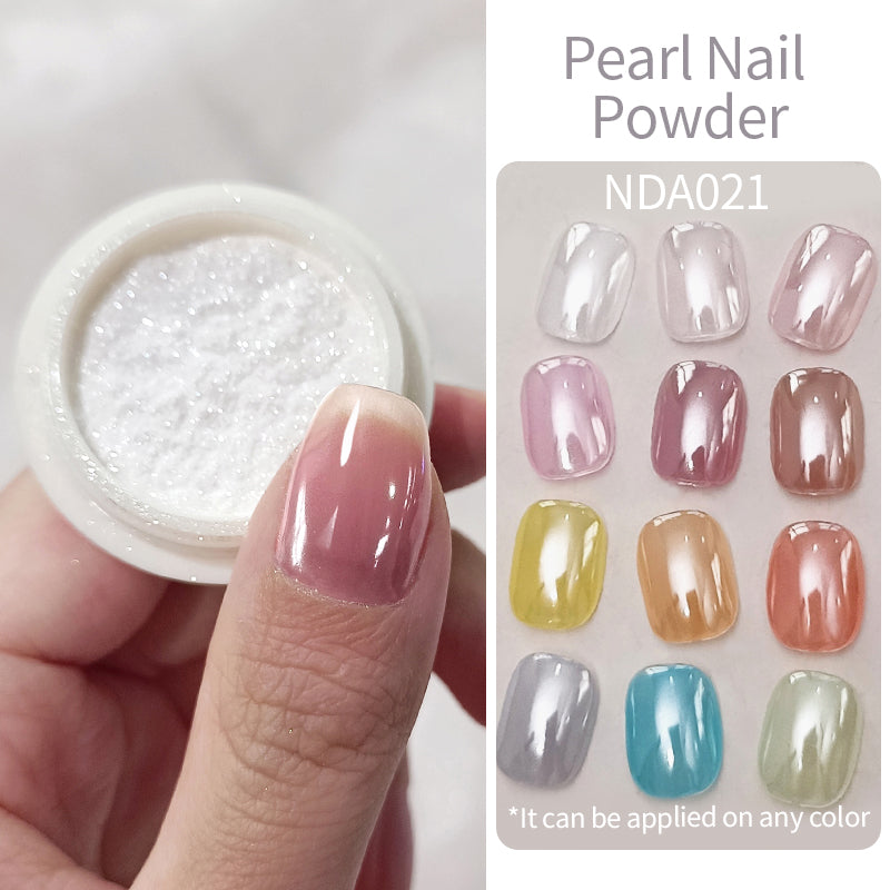 Dip Powder Nails: Bright White Pearl Nail Powder - Mirror Aurora Effect