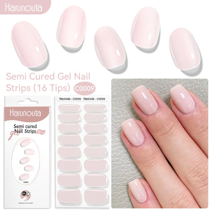Gel Nail Polish Strips Red Series - 16 Semi-Cured Glitter Wraps