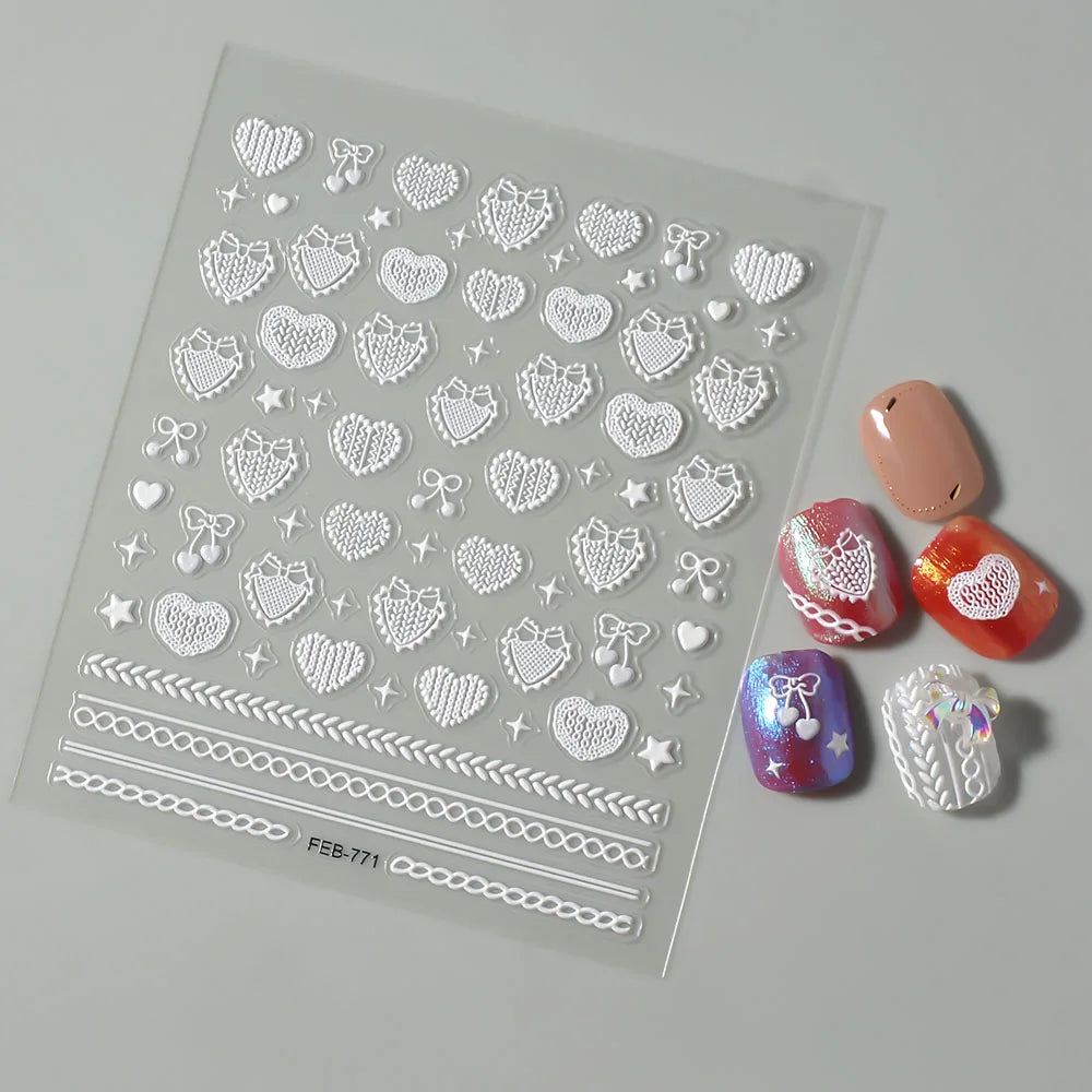 5D Flower Rose Nail Art Stickers - Cherry Blossom & Fruit Art