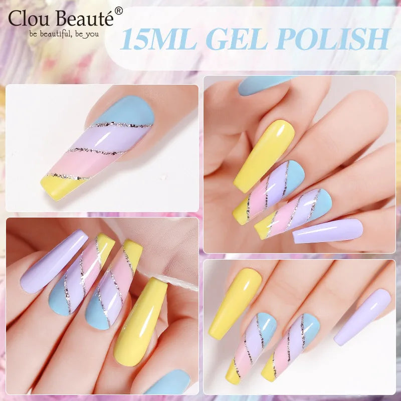 Clou Beaute 15ml Summer Bright Hot Pink Orange HEMA TPO FREE Nail Gel Polish Vernis Semi Permanent Nail Art Pigment Gel Varnish