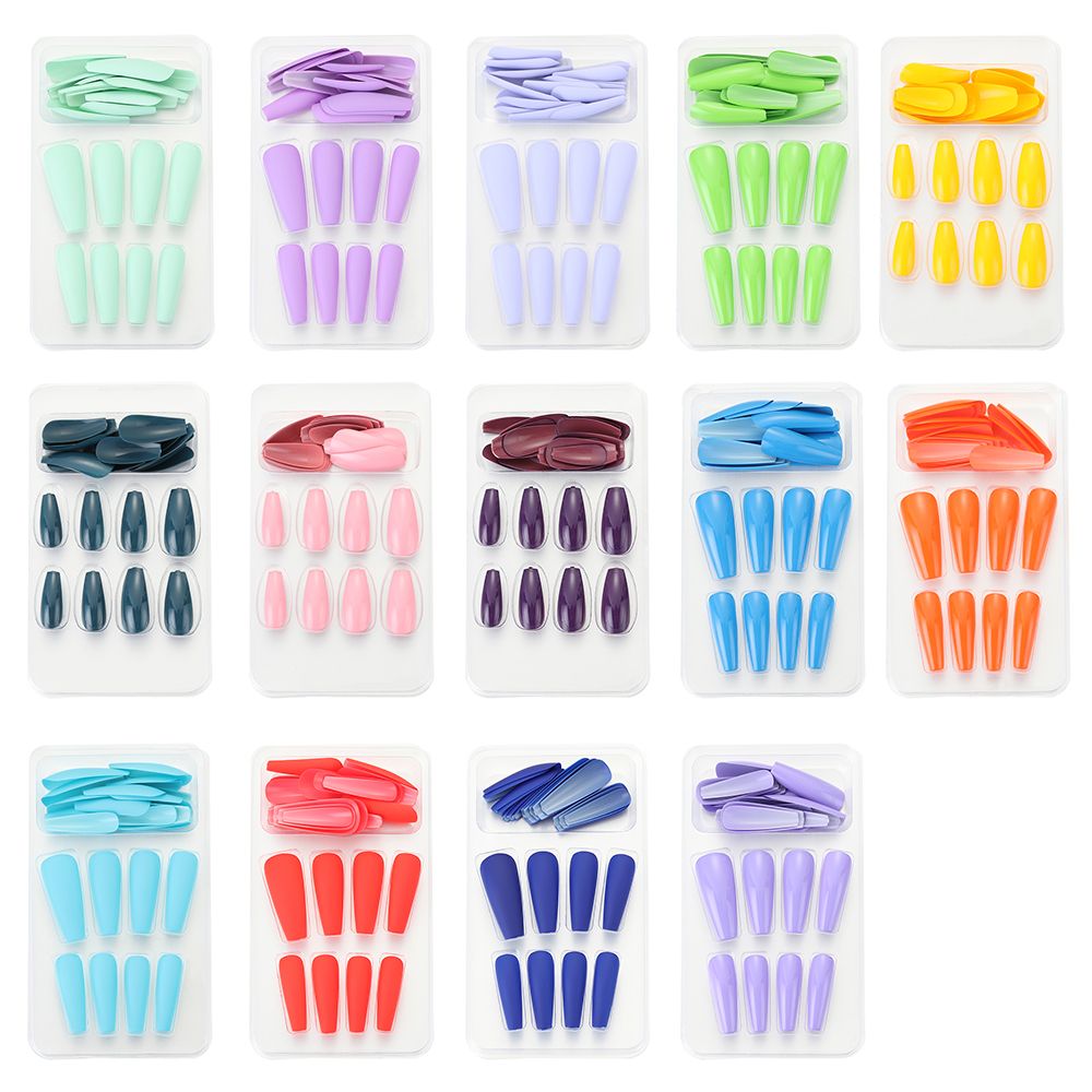 Nail Extension: Coffin Ballerina False Nails Set - 24Pcs Full Cover Tips