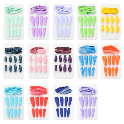 Nail Extension: Coffin Ballerina False Nails Set - 24Pcs Full Cover Tips