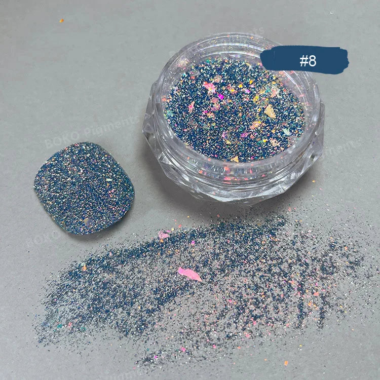 Glittering Nails: Laser Nail Glitter Holographic Powder - Aurora Mirror Dust
