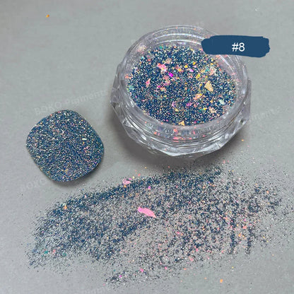 Glittering Nails: Laser Nail Glitter Holographic Powder - Aurora Mirror Dust