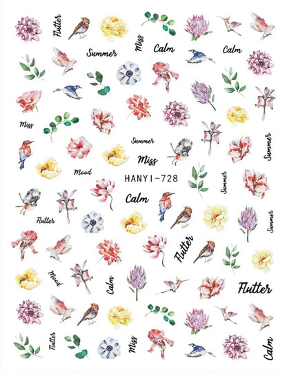 3D Nail Art Decals: Vintage Roses & Butterflies Stickers