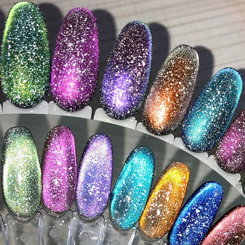 LILYCUTE 7ml Reflective Cat Magnetic Gel Nail Polish Dynamic Double Light Magnet Gel Polish Semi Permanent UV Gel For Nail Art
