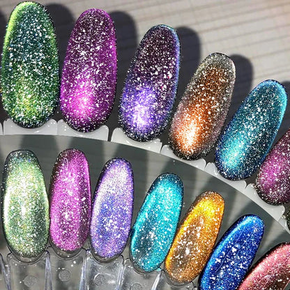 LILYCUTE 7ml Reflective Cat Magnetic Gel Nail Polish Dynamic Double Light Magnet Gel Polish Semi Permanent UV Gel For Nail Art
