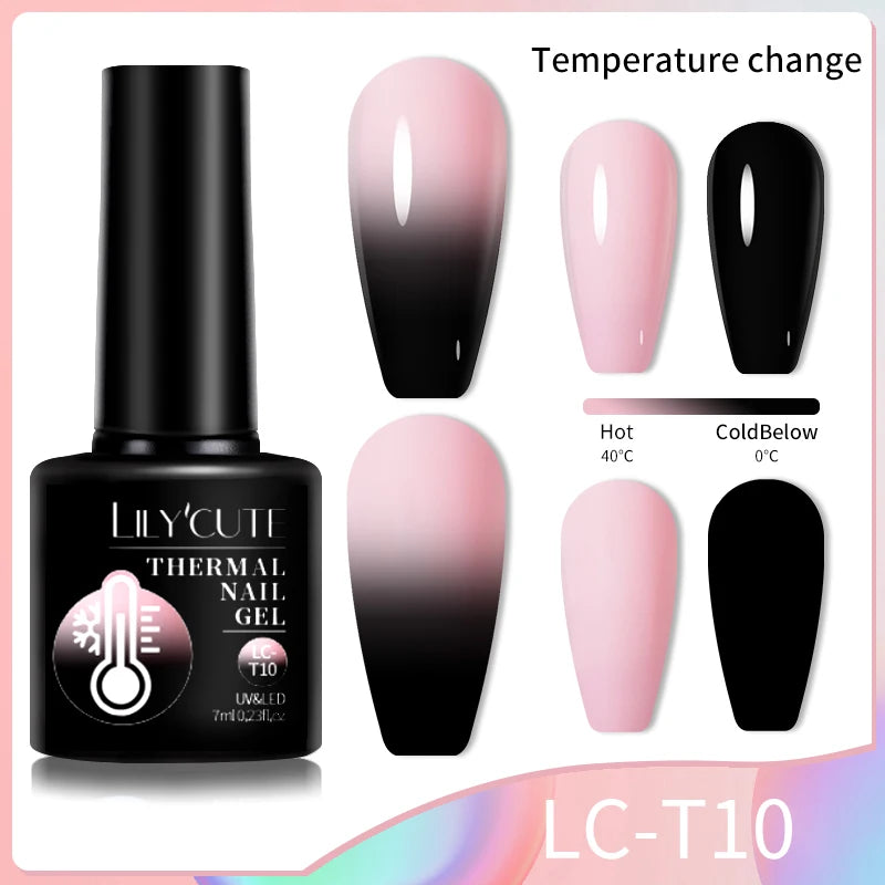 LILYCUTE 7ml Thermal Gel Nail Polish 3 Layers Temperature Color Changing Gel Polish Semi Permanent UV Gel For Nail Art Manicure