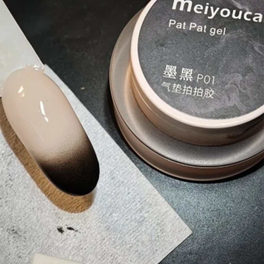 1Box Peachy Pink Pat Painting Gel Nail Polish Matte Texture Nail Patting Glue with 1pc Air Cushion Soak Off UV LED Nail Varnish