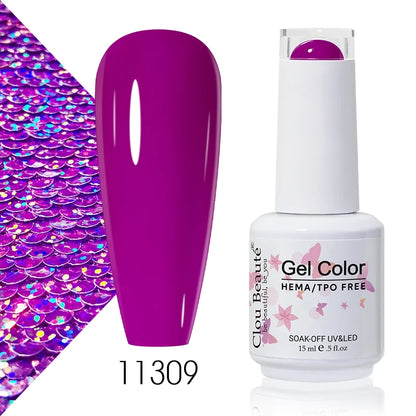 Clou Beaute 15ml Summer Bright Hot Pink Orange HEMA TPO FREE Nail Gel Polish Vernis Semi Permanent Nail Art Pigment Gel Varnish