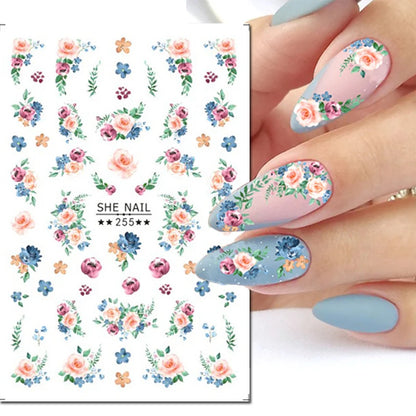 3D Nail Art Decals: Vintage Roses & Butterflies Stickers