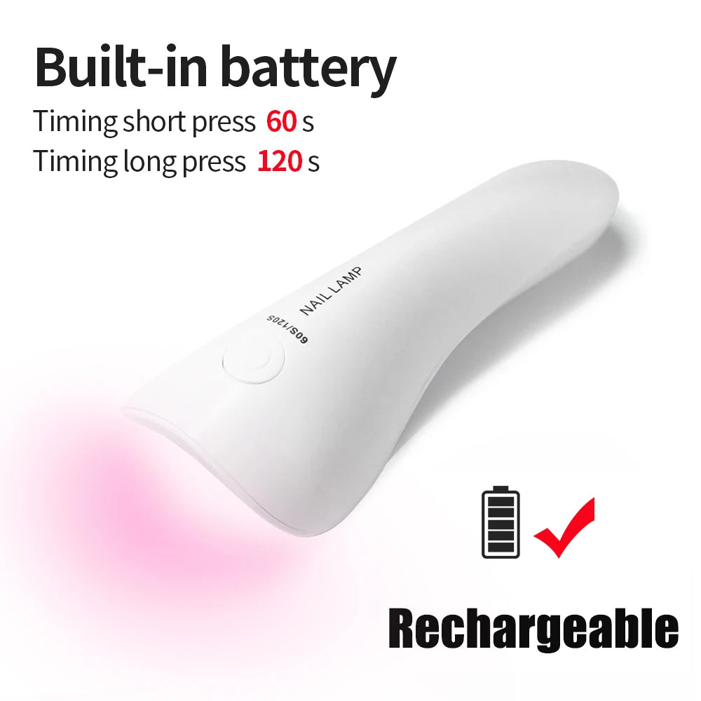 UV LED Nail Lamp - Quick Dry, USB Rechargeable Mini Dryer