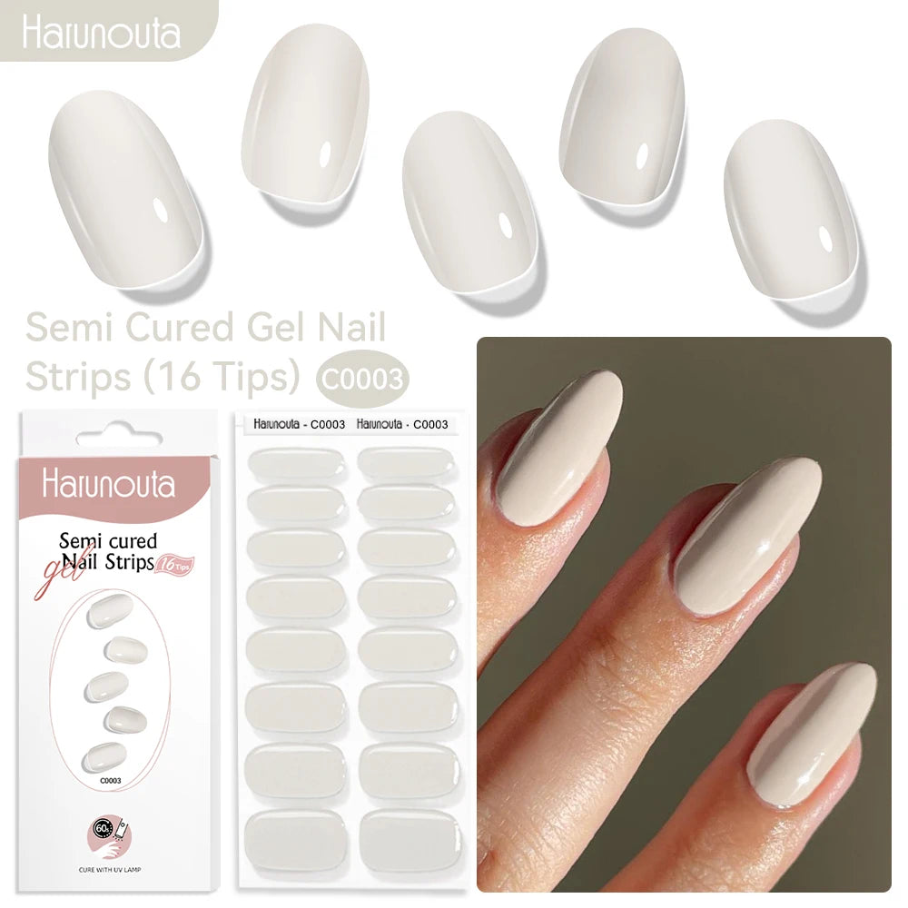 Gel Nail Polish Strips Red Series - 16 Semi-Cured Glitter Wraps