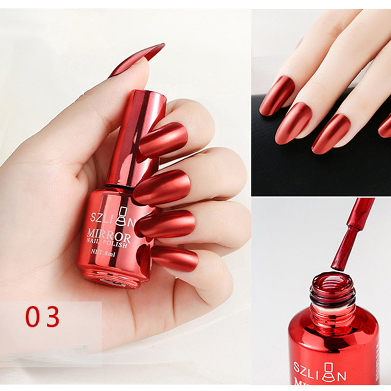 Gel Nail: 12 Colors Mirror Polish - Long-lasting Metallic Nail Gel