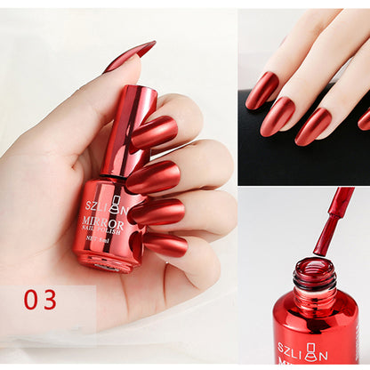 Gel Nail: 12 Colors Mirror Polish - Long-lasting Metallic Nail Gel